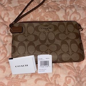 Coach double zipper clutch